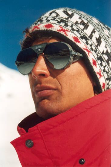 This is me enjoying the view from the Pissaillas Glacier in Val d'Isère, 1995